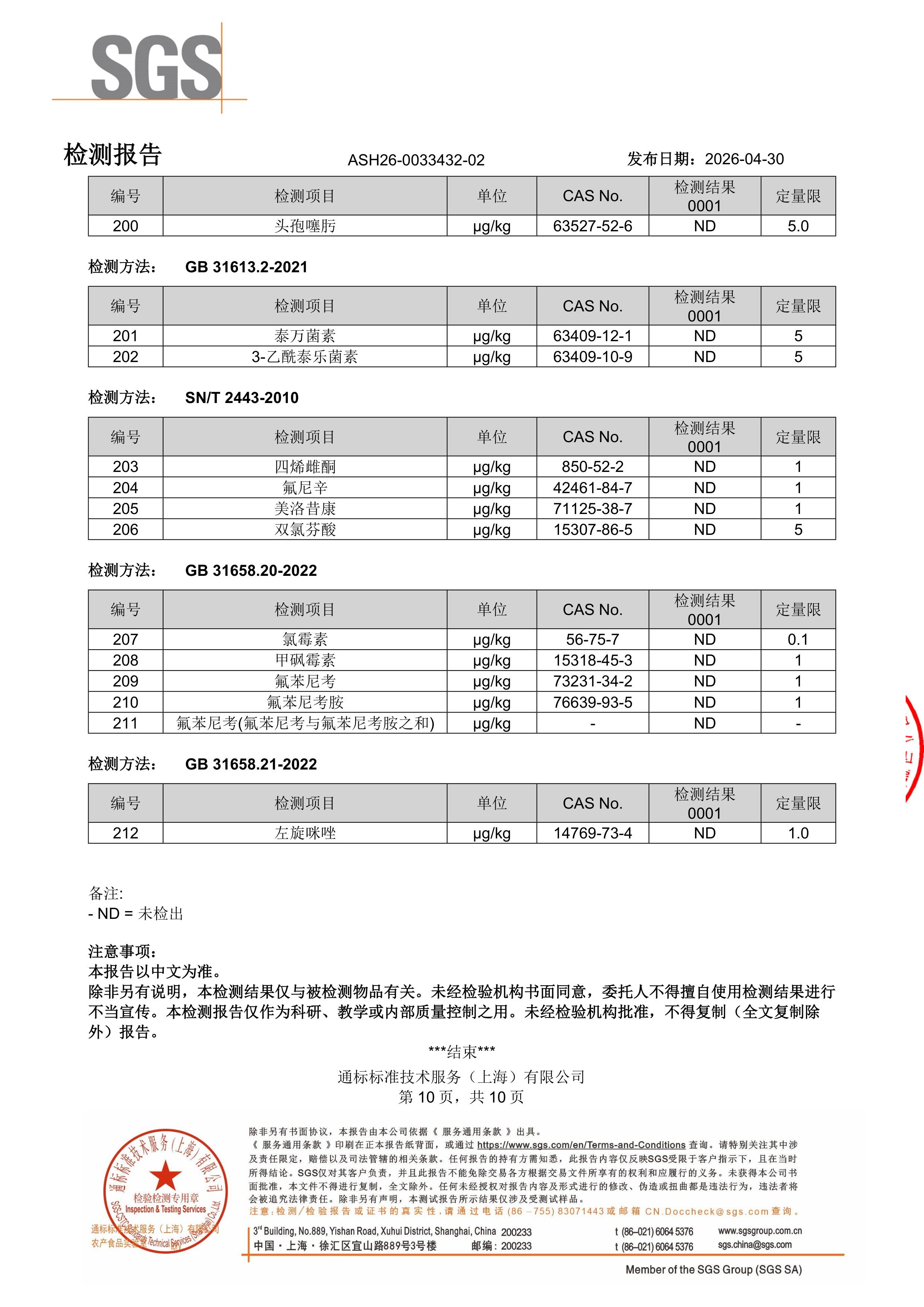 胶原蛋白肽SGS 第三方检测报告原件第10页