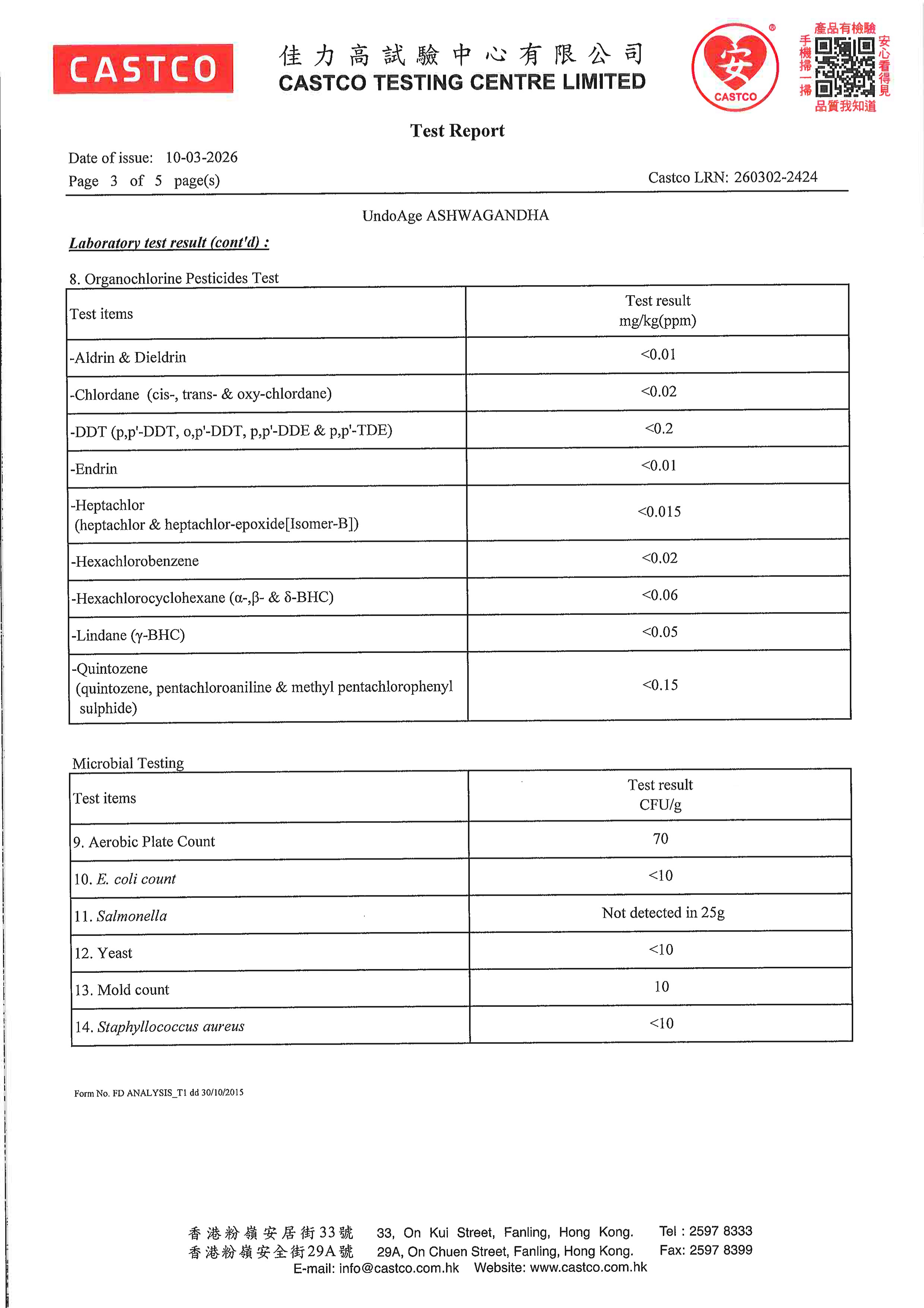 南非醉茄出厂检测报告原件第3页