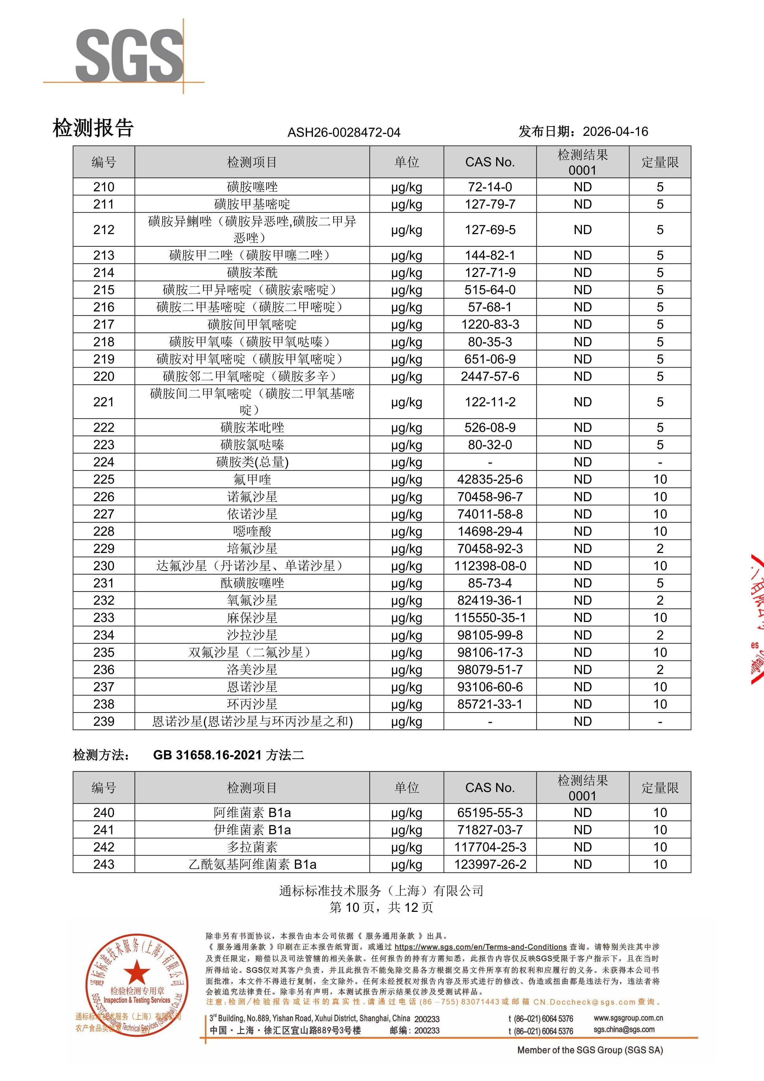 胶原蛋白肽SGS 第三方检测报告原件第10页