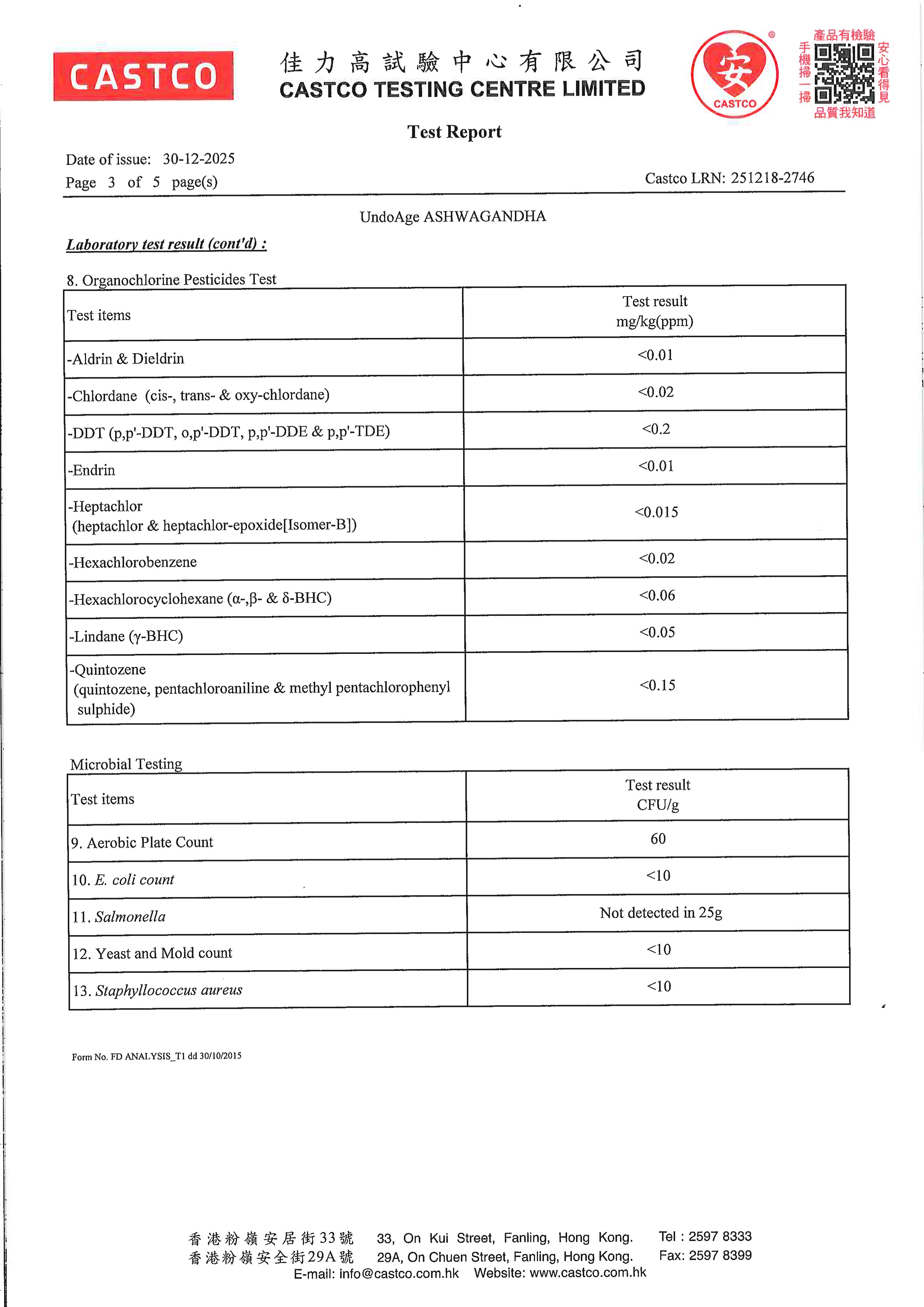南非醉茄出厂检测报告原件第3页