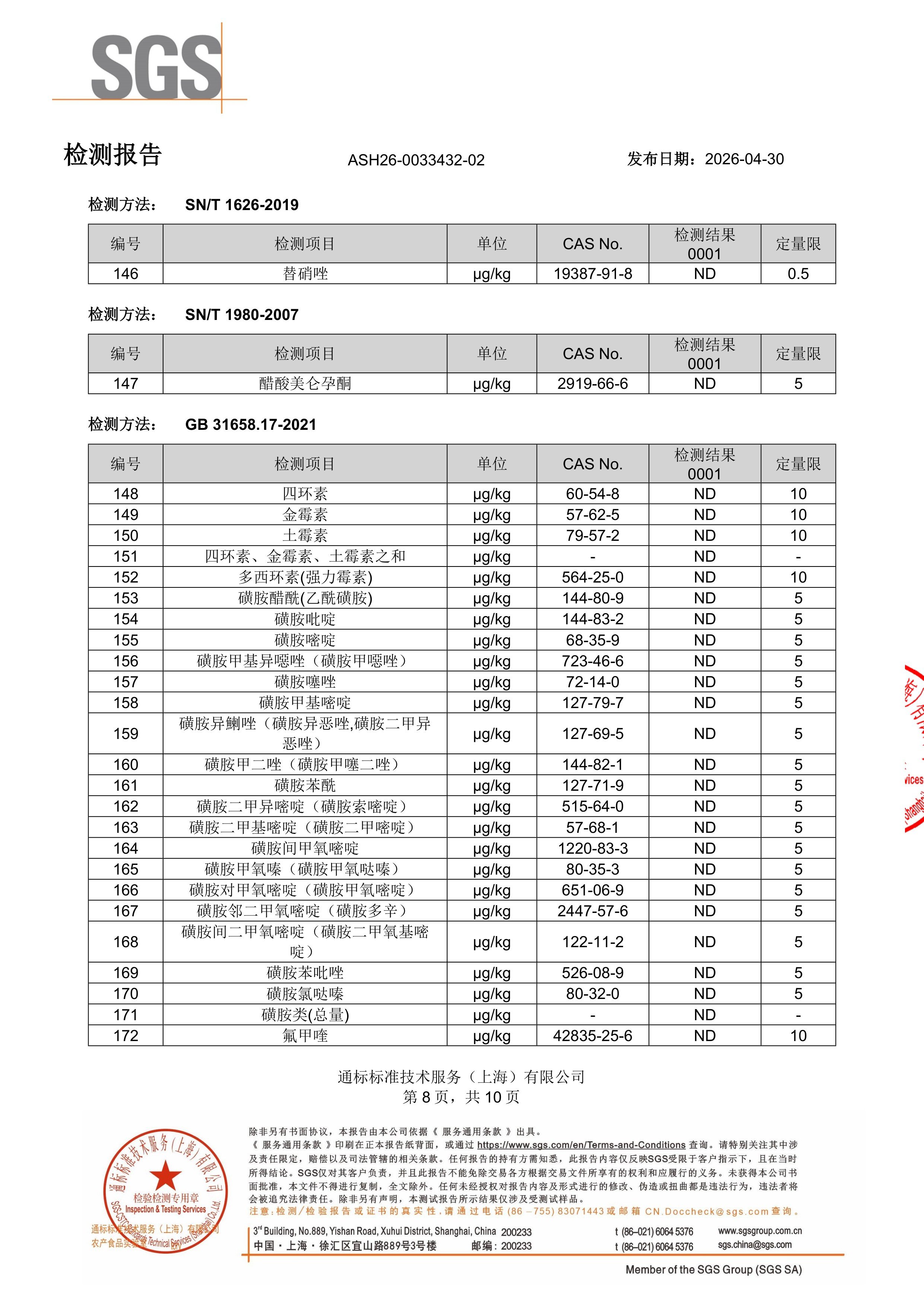 胶原蛋白肽SGS 第三方检测报告原件第8页
