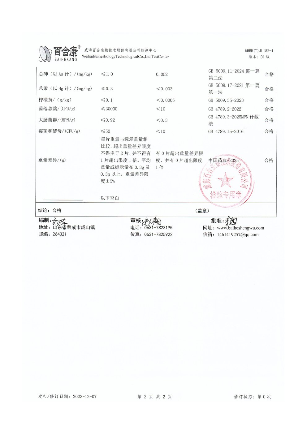 中老年男士复合维生素出厂检测报告原件第2页