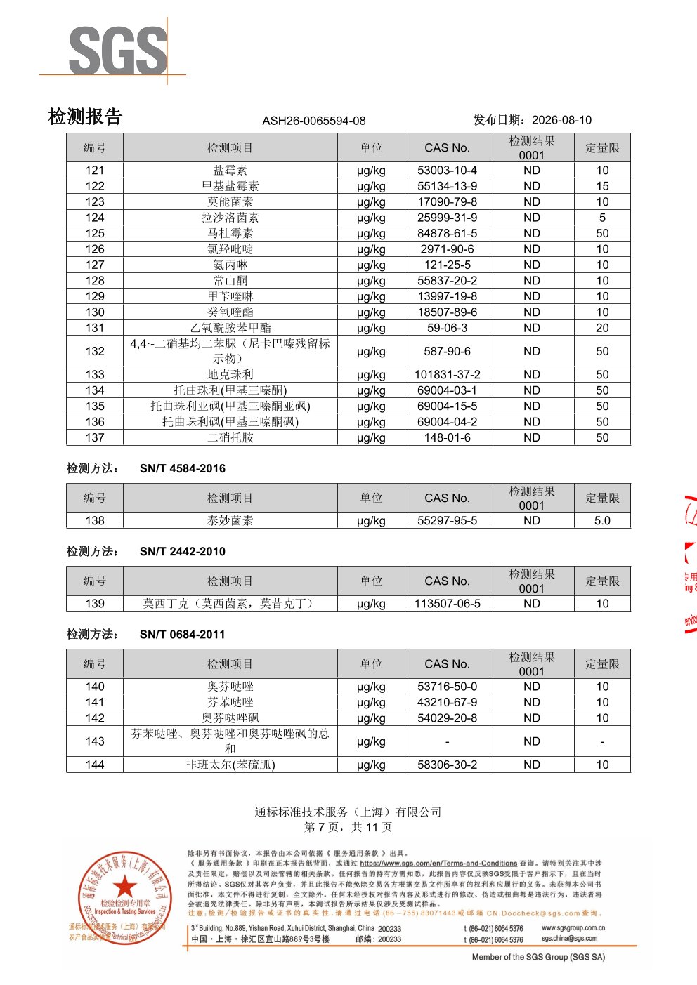 胶原蛋白肽SGS 第三方检测报告原件第7页