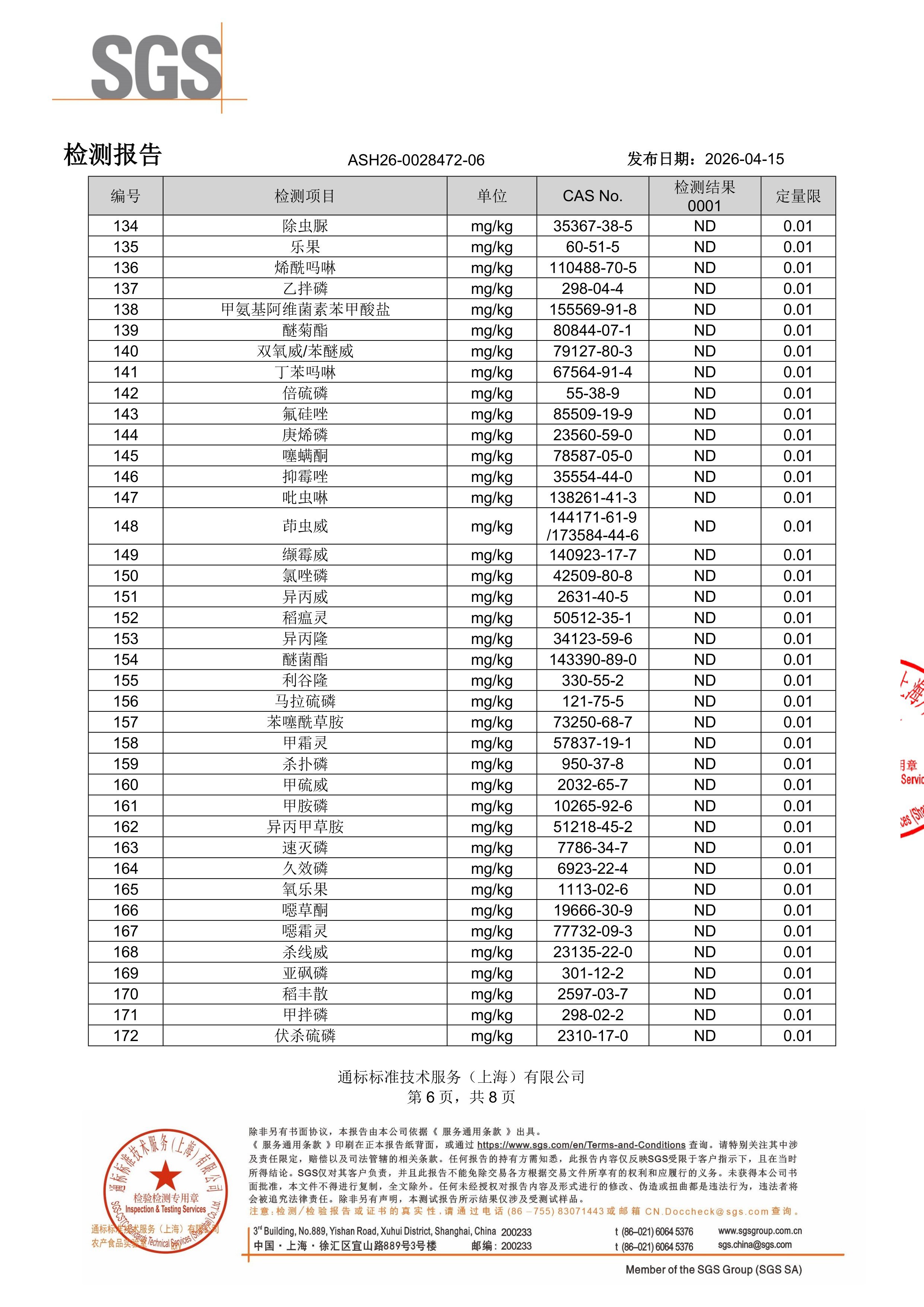 胶原蛋白肽SGS 第三方检测报告原件第6页