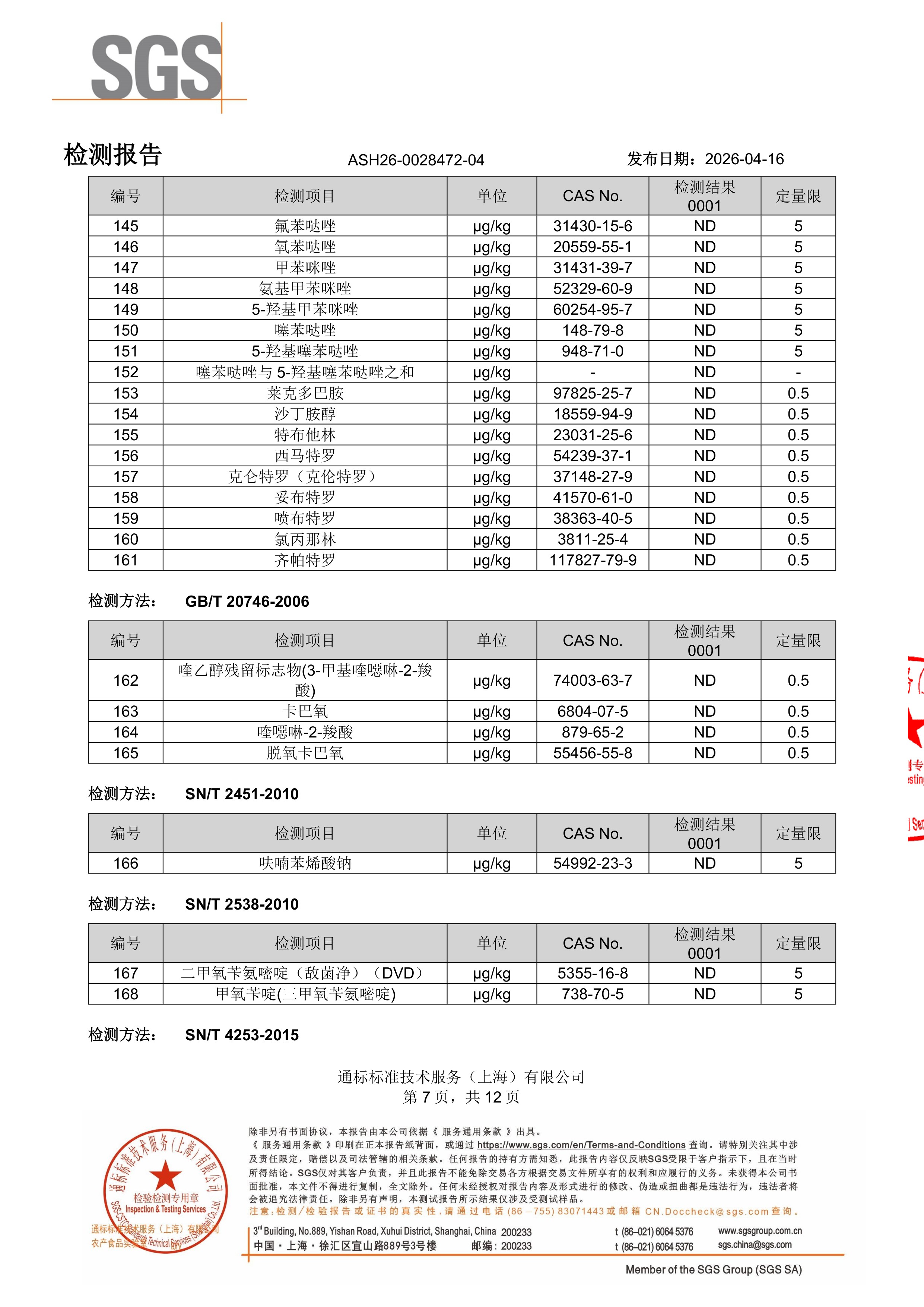 胶原蛋白肽SGS 第三方检测报告原件第7页