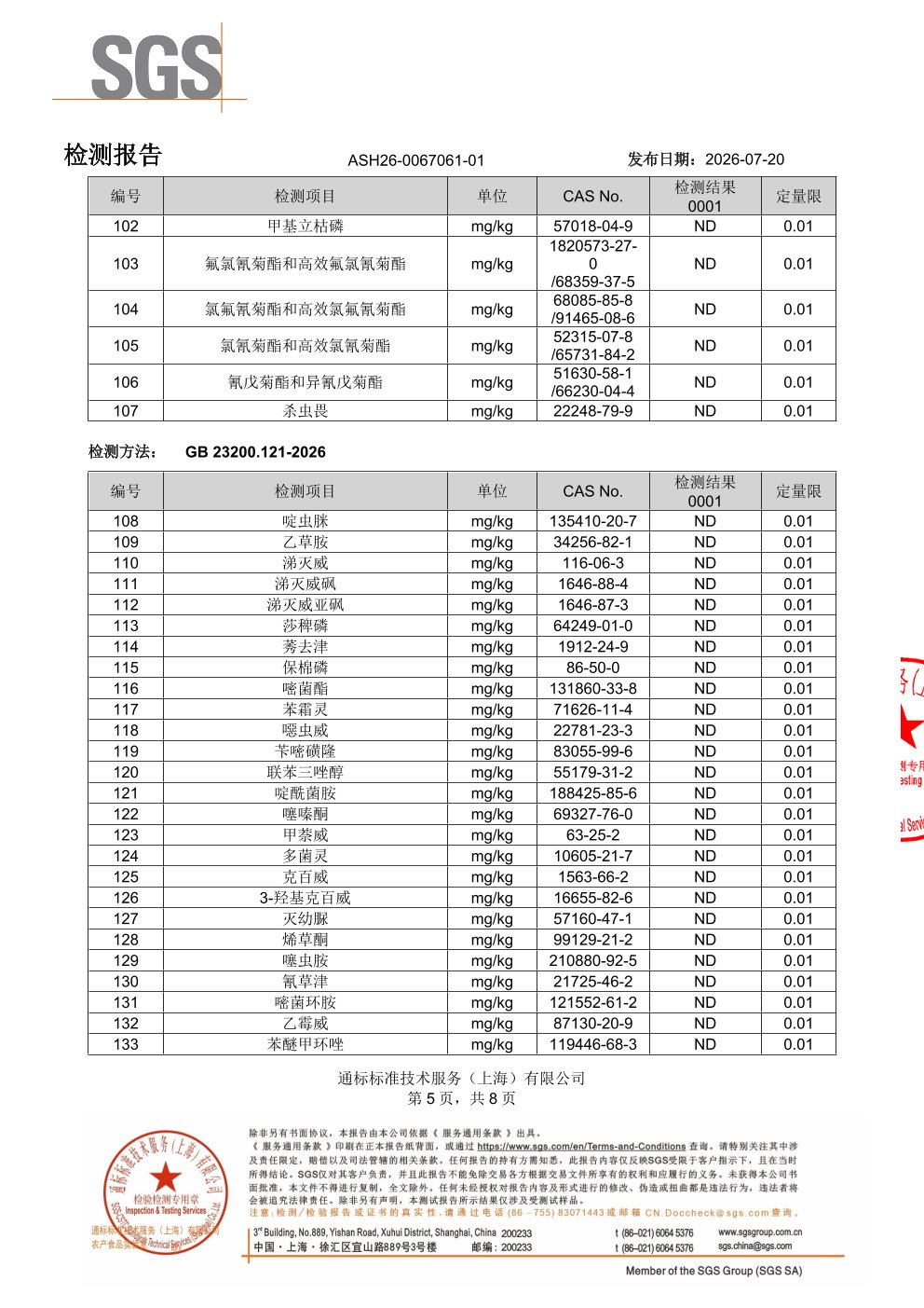 益生元纤维粉SGS 第三方检测报告原件第5页