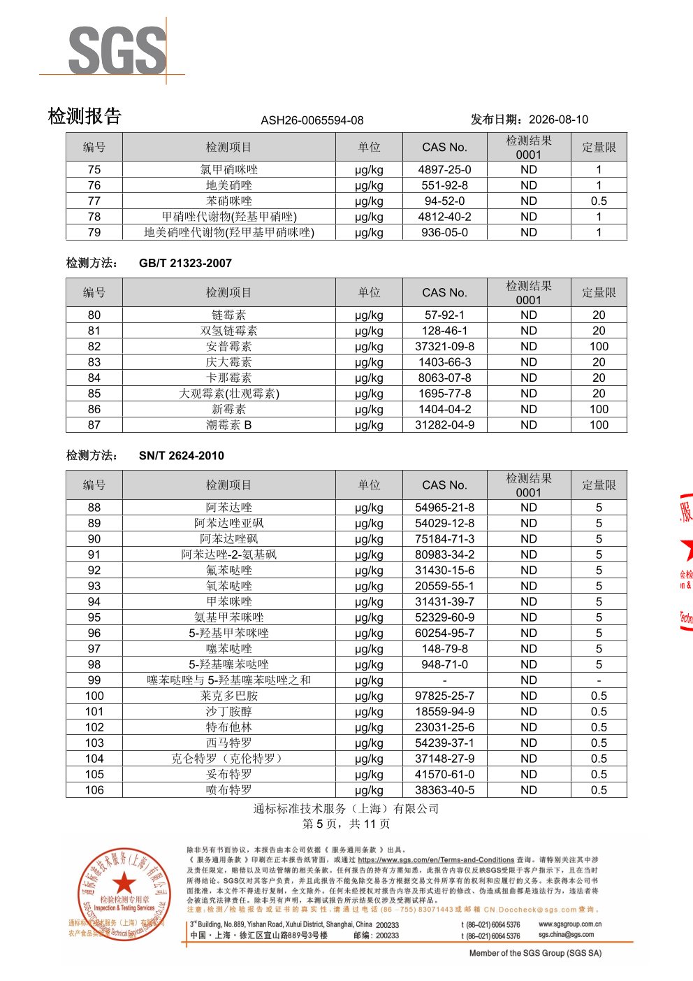 胶原蛋白肽SGS 第三方检测报告原件第5页