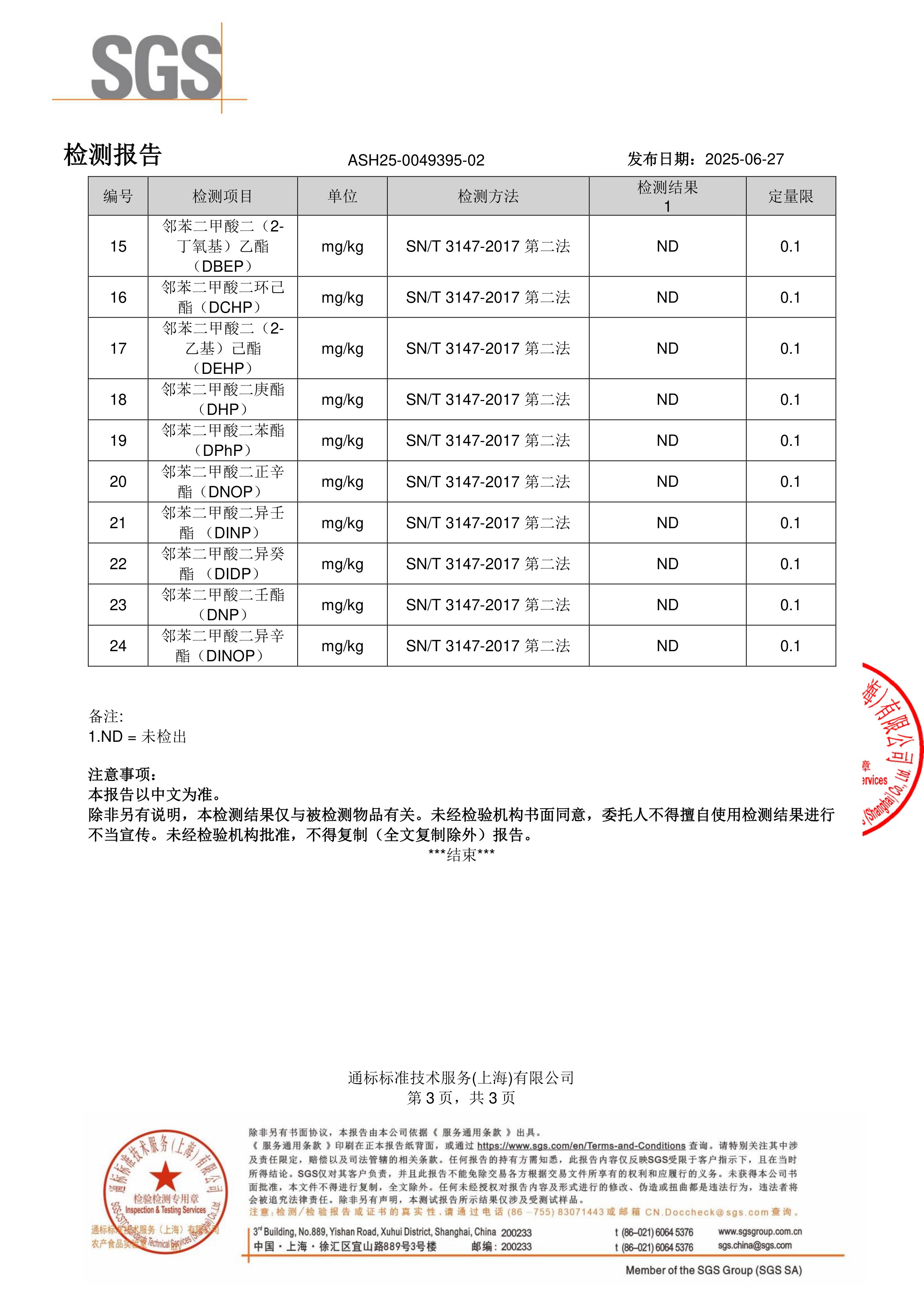 DHA 藻油SGS 第三方检测报告原件第3页
