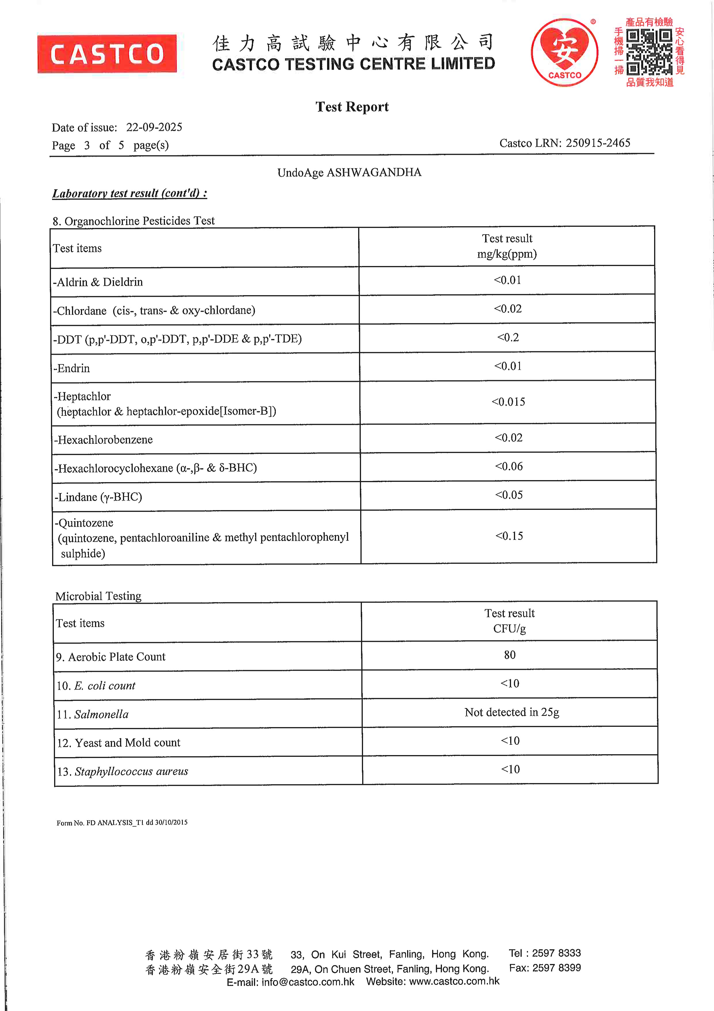 南非醉茄出厂检测报告原件第3页