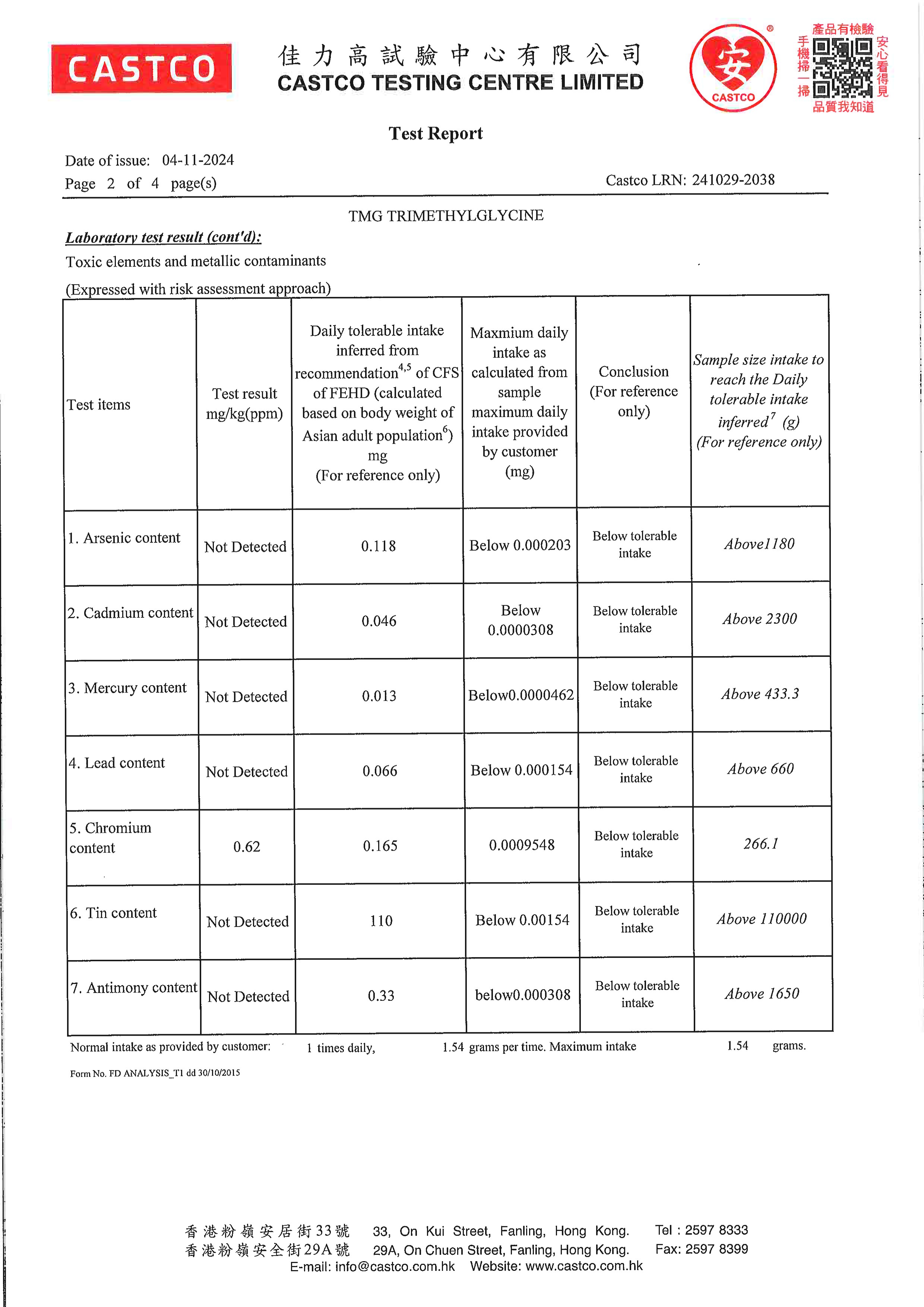 TMG
NMN 好伴侣出厂检测报告原件第2页