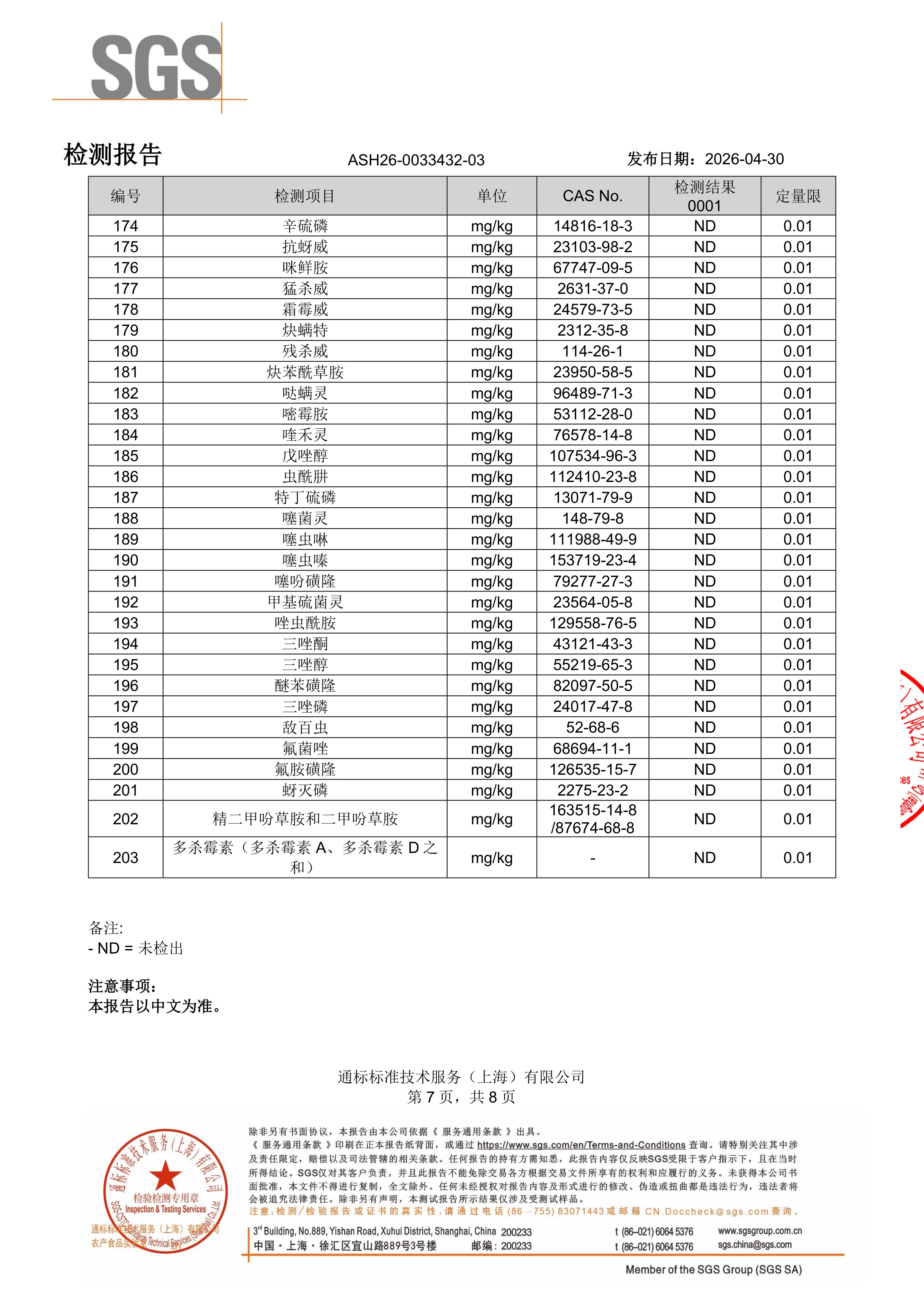 胶原蛋白肽SGS 第三方检测报告原件第7页