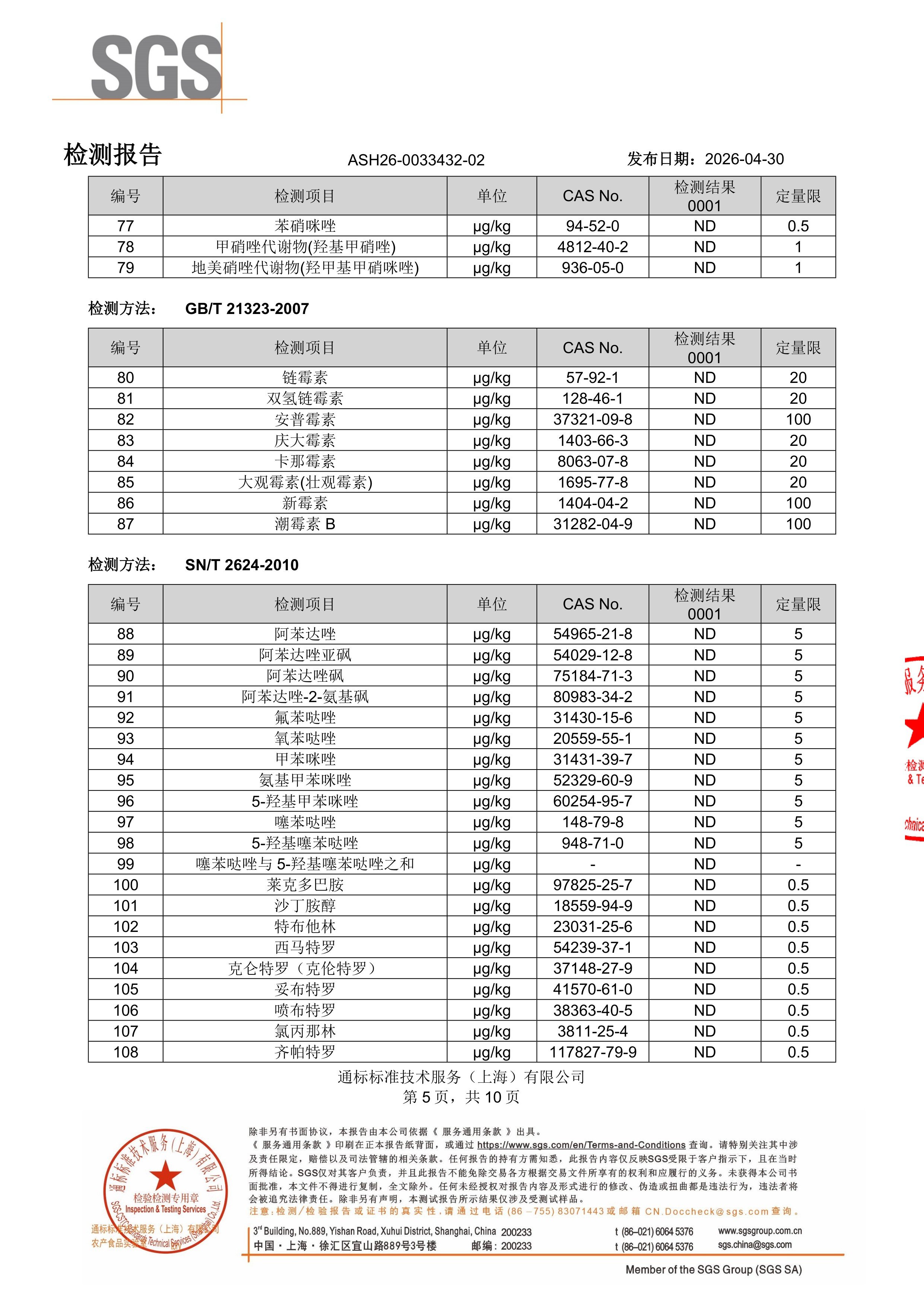 胶原蛋白肽SGS 第三方检测报告原件第5页