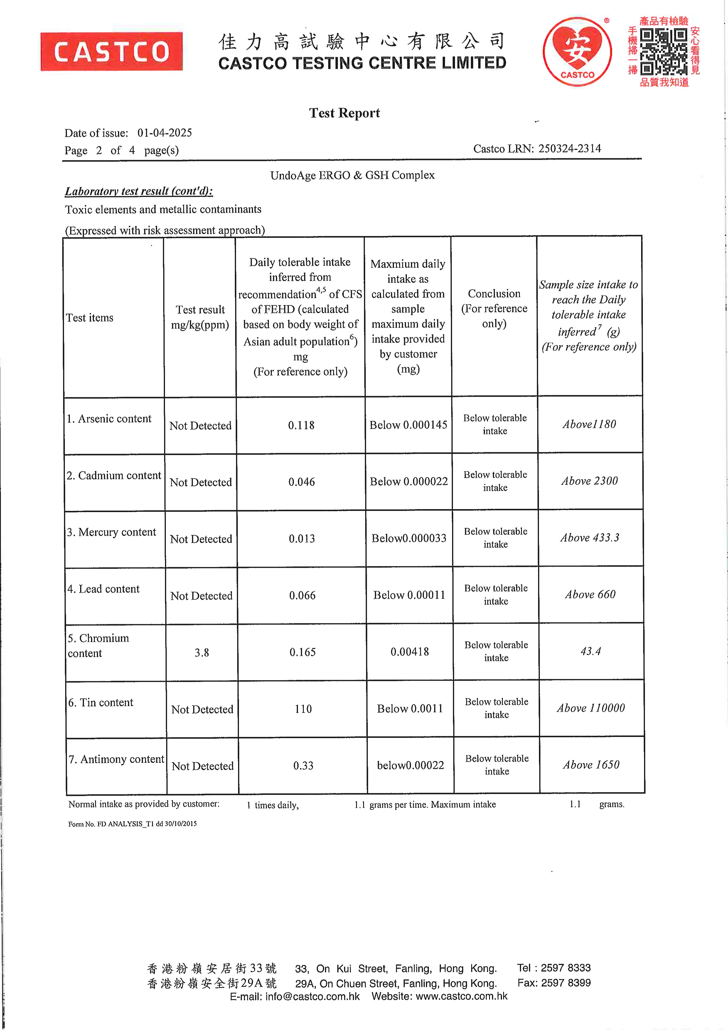 麦角硫因
+ 谷胱甘肽出厂检测报告原件第2页