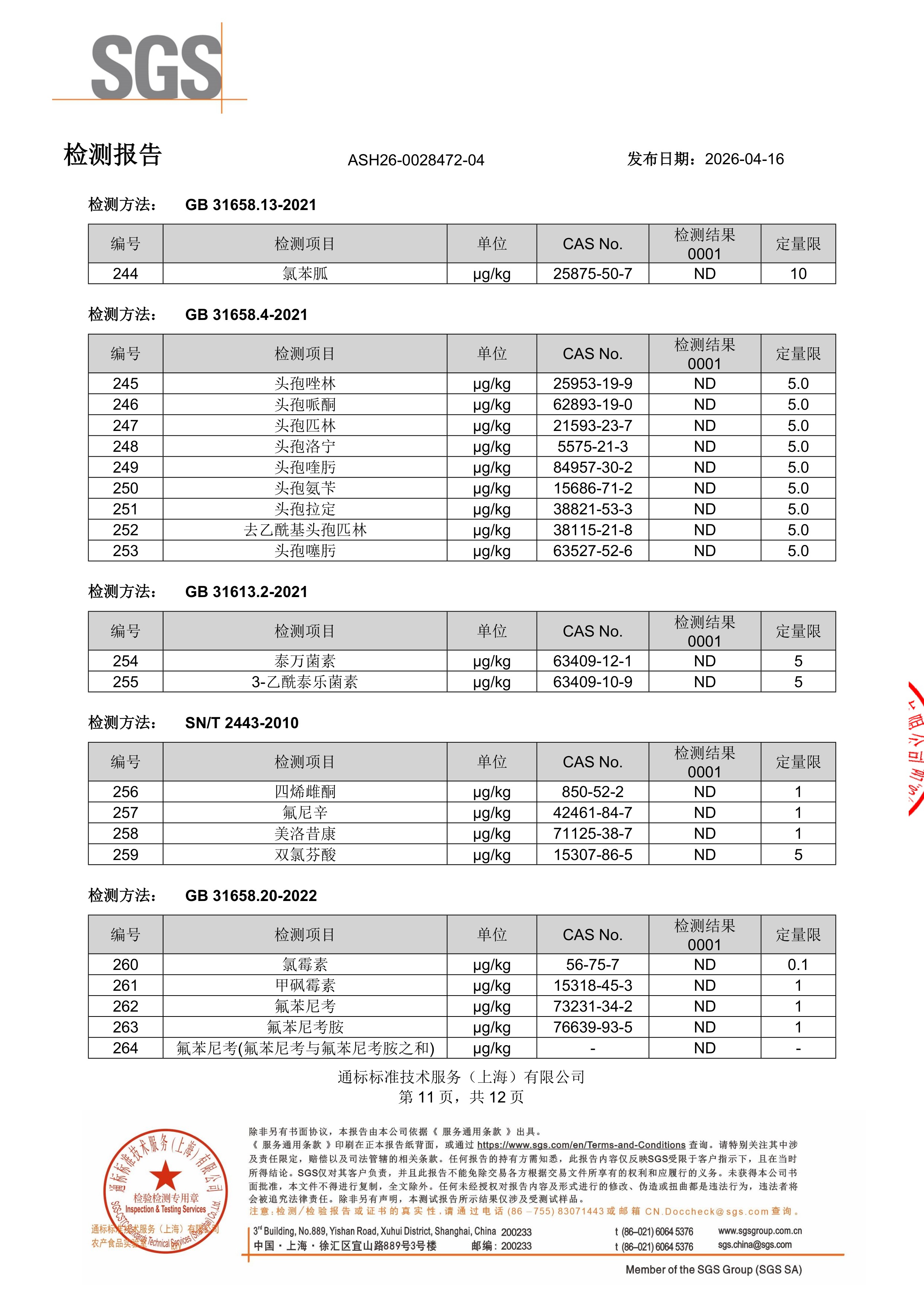 胶原蛋白肽SGS 第三方检测报告原件第11页