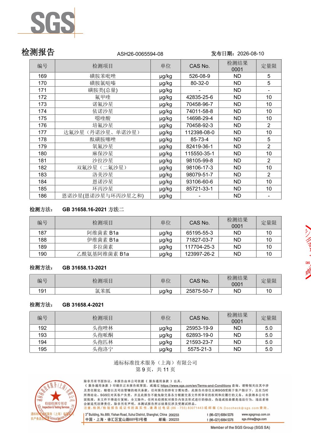 胶原蛋白肽SGS 第三方检测报告原件第9页